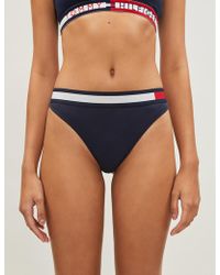 Tommy Hilfiger Branded-waist Stretch-jersey Brazilian Briefs - Blue