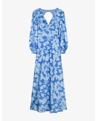 OMNES - Francoise V-Neck Floral-Print Satin Maxi Dress - Lyst
