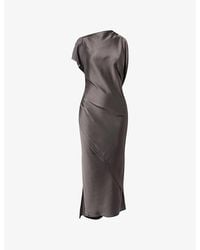 Victoria Beckham - Sleeveless Draped Satin Maxi Gown - Lyst