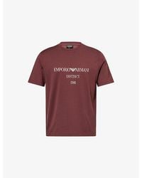 Emporio Armani - Milano Text-Print Cotton T-Shirt - Lyst
