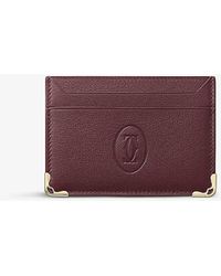 Cartier - Must De Grained-leather And Stainless Steel Card Holder - Lyst