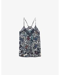 Zadig & Voltaire - Floral-Print V-Neck Woven Top - Lyst