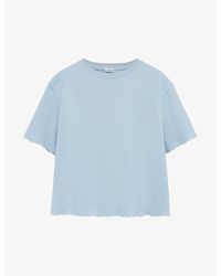Loewe - Anagram-embroidered Raw-hem Cotton-blend T-shirt - Lyst