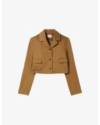 Claudie Pierlot - Notch-Lapel Single-Breasted Cropped Cotton-Blend Blazer - Lyst