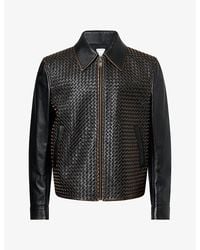 Bottega Veneta - Regular-Fit Intrecciato Leather Jacket - Lyst