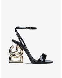 Dolce & Gabbana - Block-logo Leather Heeled Sandals - Lyst