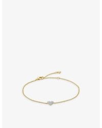 Monica Vinader - Heart 18Ct-Plated Vermeil Sterling- And 1.41Ct Lab-Grown Diamond Bracelet - Lyst