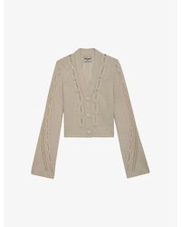 Zadig & Voltaire - Barley V-neck Cable-knit Merino-wool Cardigan - Lyst