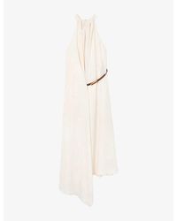 Reiss - Evie Gathered Half-Belt Woven Maxi Dress - Lyst