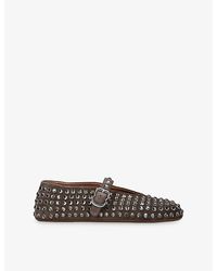 Alaïa - Jewel-Embellished Suede Ballet Flats - Lyst