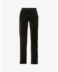 Juicy Couture - Logo-Embroidered Straight-Leg Mid-Rise Velour Trousers - Lyst