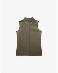 Reiss - Amelia Sleeveless Button-Down Silk Shirt - Lyst