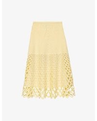 Maje - Crochet Rhinestone-Embellished Knitted Midi Skirt - Lyst