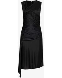 Givenchy - Sleeveless Draped-front Woven Midi Dress - Lyst