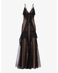Alberta Ferretti - Floral-patterned Slim-fit Lace Maxi Dress - Lyst