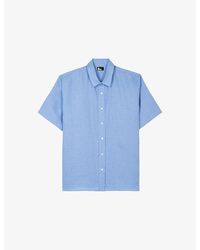 The Kooples - Short-Sleeved Brand-Embroidered Linen Shirt - Lyst