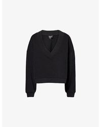WE Are Tala - Boxy V-Neck Cotton-Blend Sweatshirt - Lyst