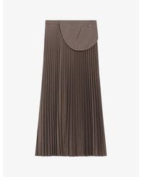 Claudie Pierlot - Pleated Belted-pocket Stretch Woven-blend Midi Skirt - Lyst