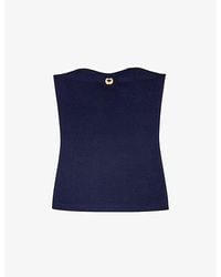 Maje - Strapless Logo-Plaque Stretch-Knit Bustier Top - Lyst