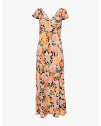 RIXO London - Cathy Floral-Print Woven Midi Dress - Lyst