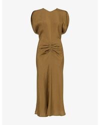 Victoria Beckham - Bela Crepe-Back Satin Midi Dress - Lyst