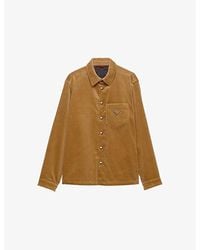 Prada - Logo-Plaque Long-Sleeved Cotton-Corduroy Shirt - Lyst