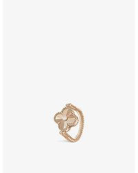 Van Cleef & Arpels - Vintage Alhambra Guilloché Reversible 18Ct, Carnelian And Diamond Ring - Lyst