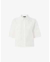 Whistles - Broderie Short-Sleeve Button-Down Cotton Shirt - Lyst