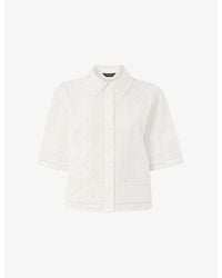 Whistles - Broderie Short-Sleeve Button-Down Cotton Shirt - Lyst