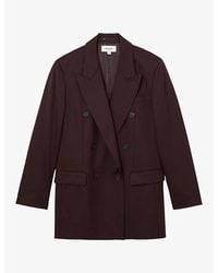 Reiss - Leisel Double-Breasted Wool-Blend Blazer - Lyst