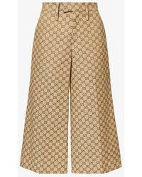 Gucci - gg Canvas Wide-leg Cropped Cotton Trousers - Lyst