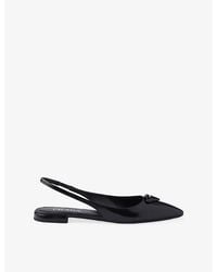 Prada - Brushed Leather Ballerina Slingbacks - Lyst
