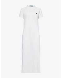 Polo Ralph Lauren - Polo-Collar Short-Sleeves Cotton-Piqué Midi Dress - Lyst