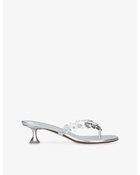 AMINA MUADDI - Janis Thong 45 Leather Heeled Sandals - Lyst