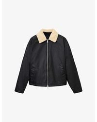 AllSaints - Boston Sherpa-Collar Cotton Jacket - Lyst