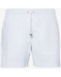 Sunspel - Elasticated-waist Regular-fit Striped Recycled Polyester-blend Swim Shorts - Lyst