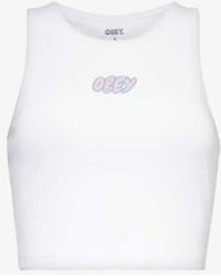 Obey - Bubble Logo-print Cotton-jersey Top - Lyst