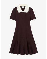 Claudie Pierlot - Collared Short-Sleeve Stretch-Knit Skater Dress - Lyst