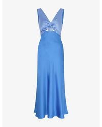 OMNES - Maggy V-Neck Cut-Out Sleeveless Satin Midi Dress - Lyst