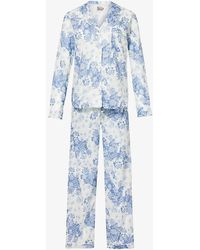 Desmond & Dempsey - Floral-print Long-sleeve Cotton Pyjama Set - Lyst