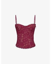 House Of Cb - Rania Floral Lace Corset Top - Lyst