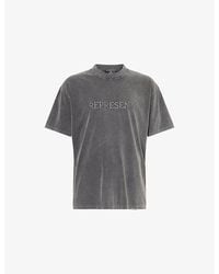 Represent - Embroidered Serif Logo Cotton-Jersey T-Shirt - Lyst
