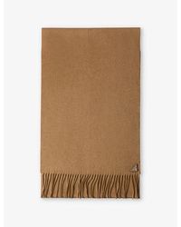 Prada - Logo-Plaque Fringed-Trim Silk And Cashmere-Blend Scarf - Lyst