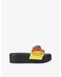 Kurt Geiger - Meena Eagle Platform Woven Slides - Lyst