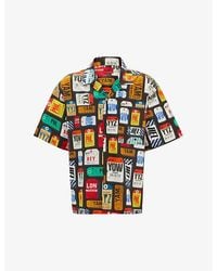 HUGO - Logo-Print Short-Sleeve Cotton Shirt - Lyst