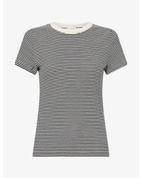 ME+EM - Micro-Stripe Round-Neck Cotton-Jersey T-Shirt - Lyst