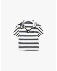 Sandro - Striped Open-Collar Cotton Polo Shirt - Lyst