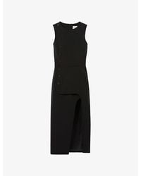 Claudie Pierlot - Button-Down Round-Neck Stretch-Woven Midi Dress - Lyst