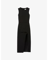 Claudie Pierlot - Button-Down Round-Neck Stretch-Woven Midi Dress - Lyst
