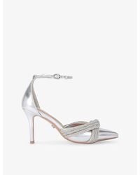 Carvela Kurt Geiger - Arielle Crystal-Knot Metallic Faux Leather Court Heels - Lyst